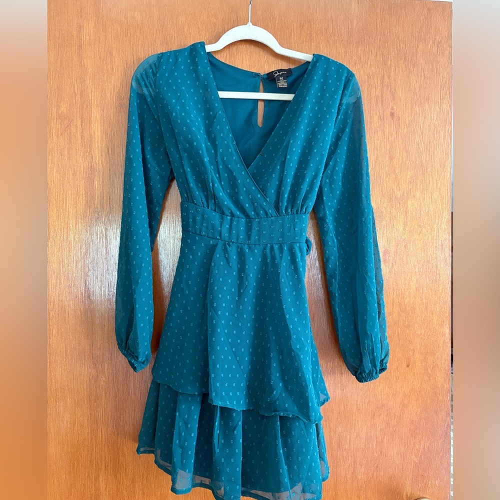 Elegant Teal Wrap Dress